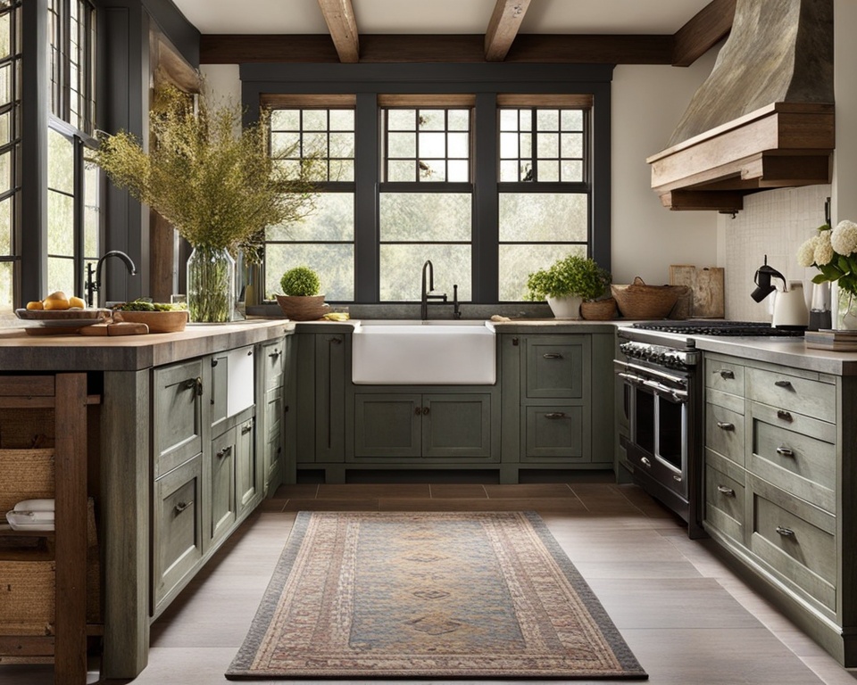 Distressed farmhouse kitchen cabinets