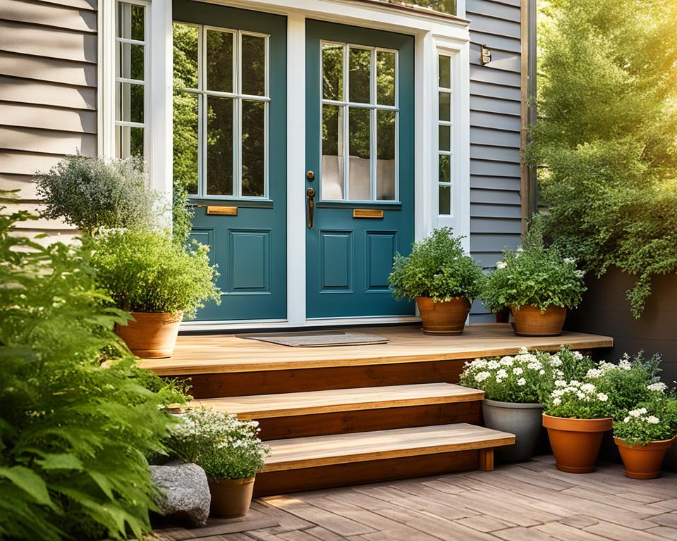 Wood Backdoor Steps To Patio