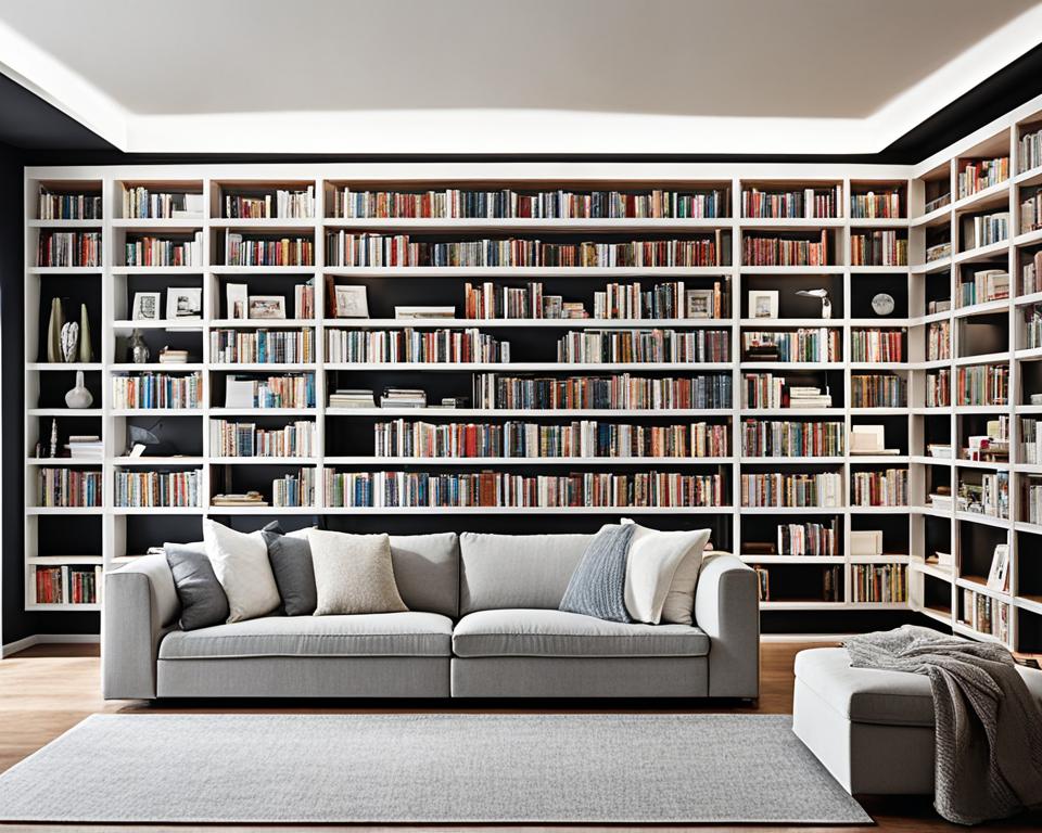 floor-to-ceiling bookshelves