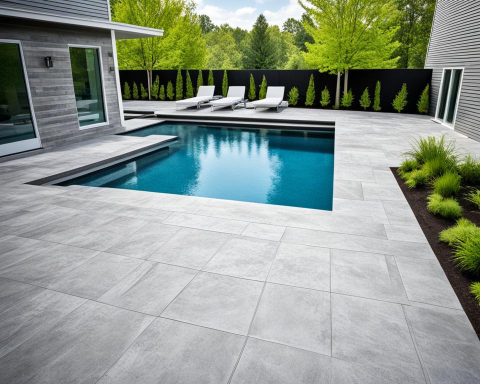 stamped concrete pool deck