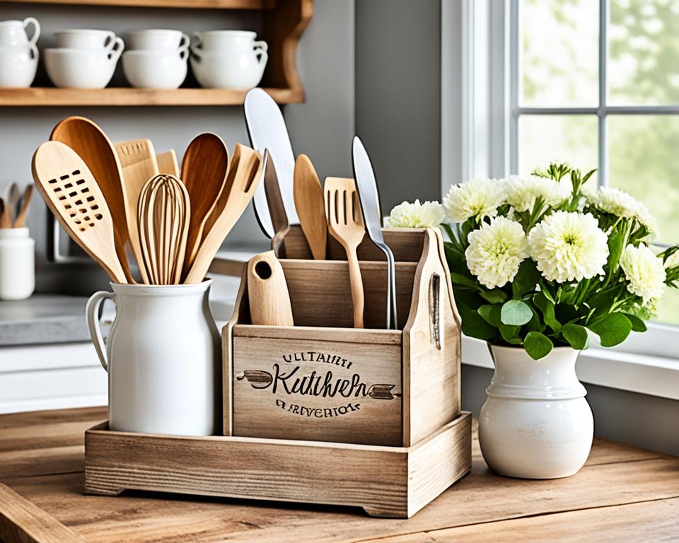 wooden utensil holder